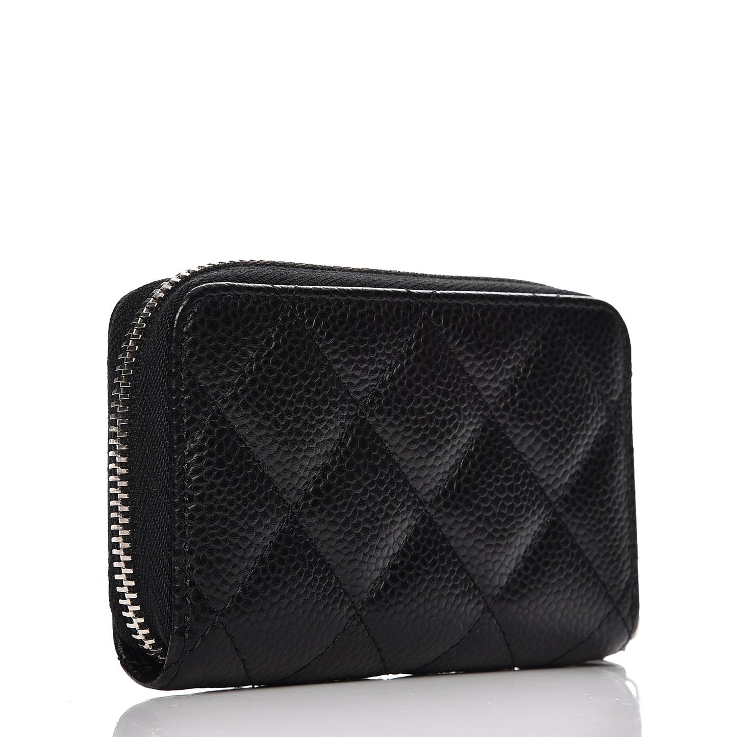 Caviar Quilted Zip Coin Purse Black