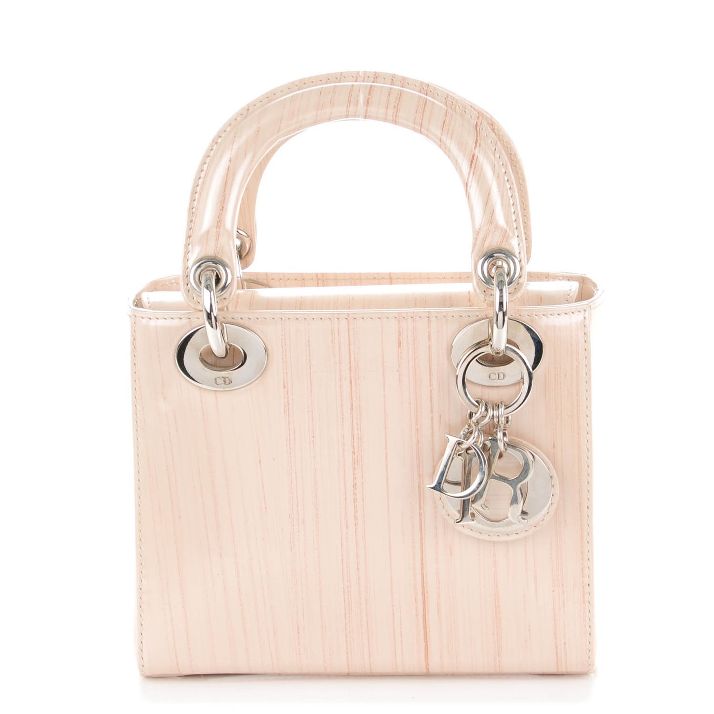 Wood Printed Glazed Calfskin Micro Lady Dior Beige