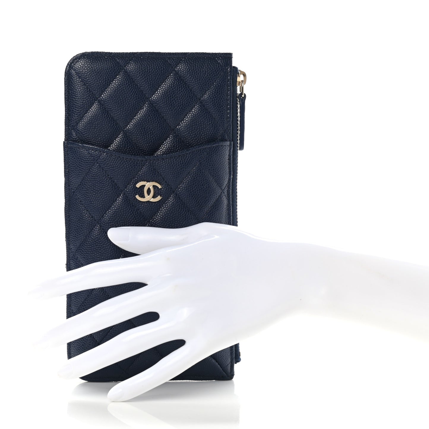 Caviar Quilted Classic iPhone Pouch Navy