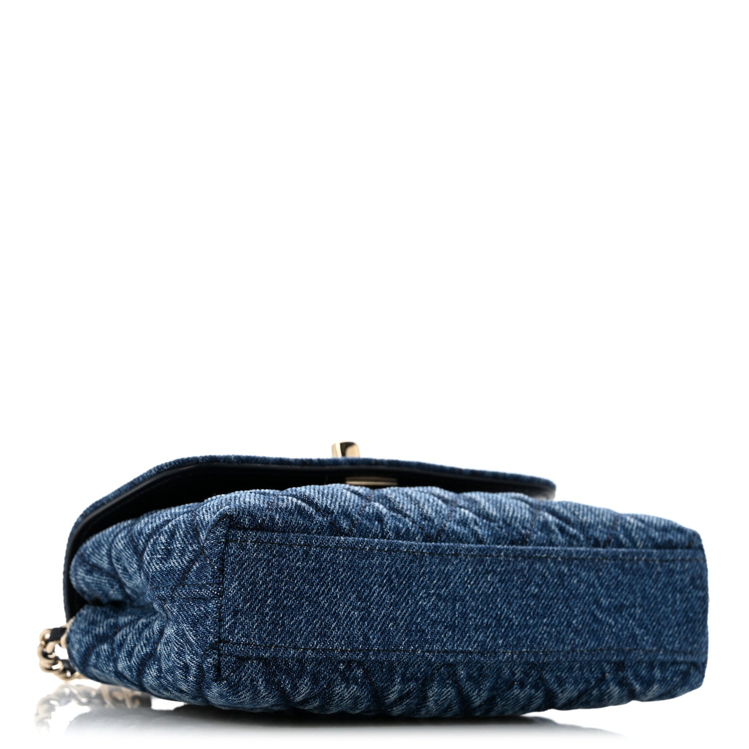 Chanel Washed Denim Calfskin Quilted Coco Handle Clutch With Chain Blue 4 of 13
