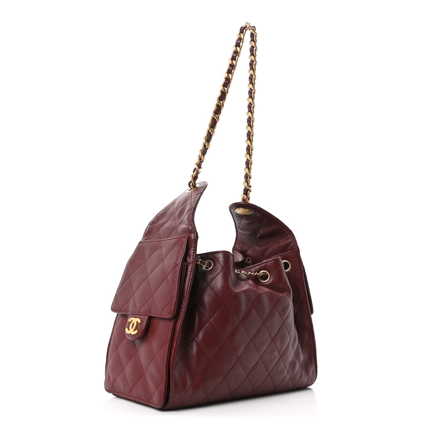 Caviar Quilted Small Chanel 25 Handbag Burgundy
