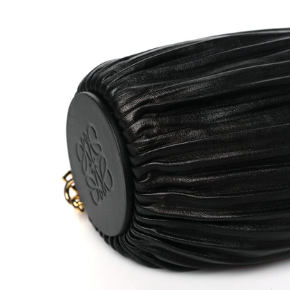 Loewe Lambskin Pleated Bracelet Pouch Shoulder Bag Black 8 of 9