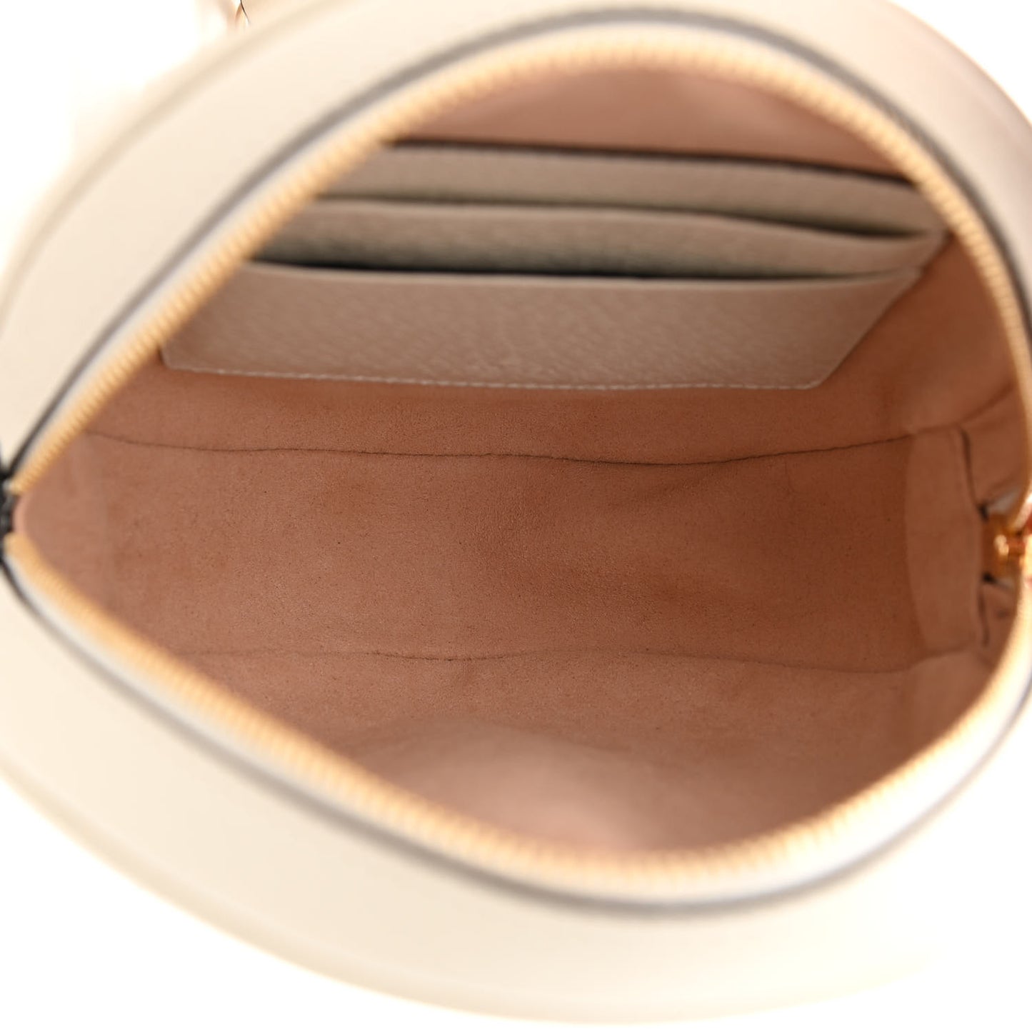 Textured Calfskin Web Mini Ophidia Round Backpack Mystic White