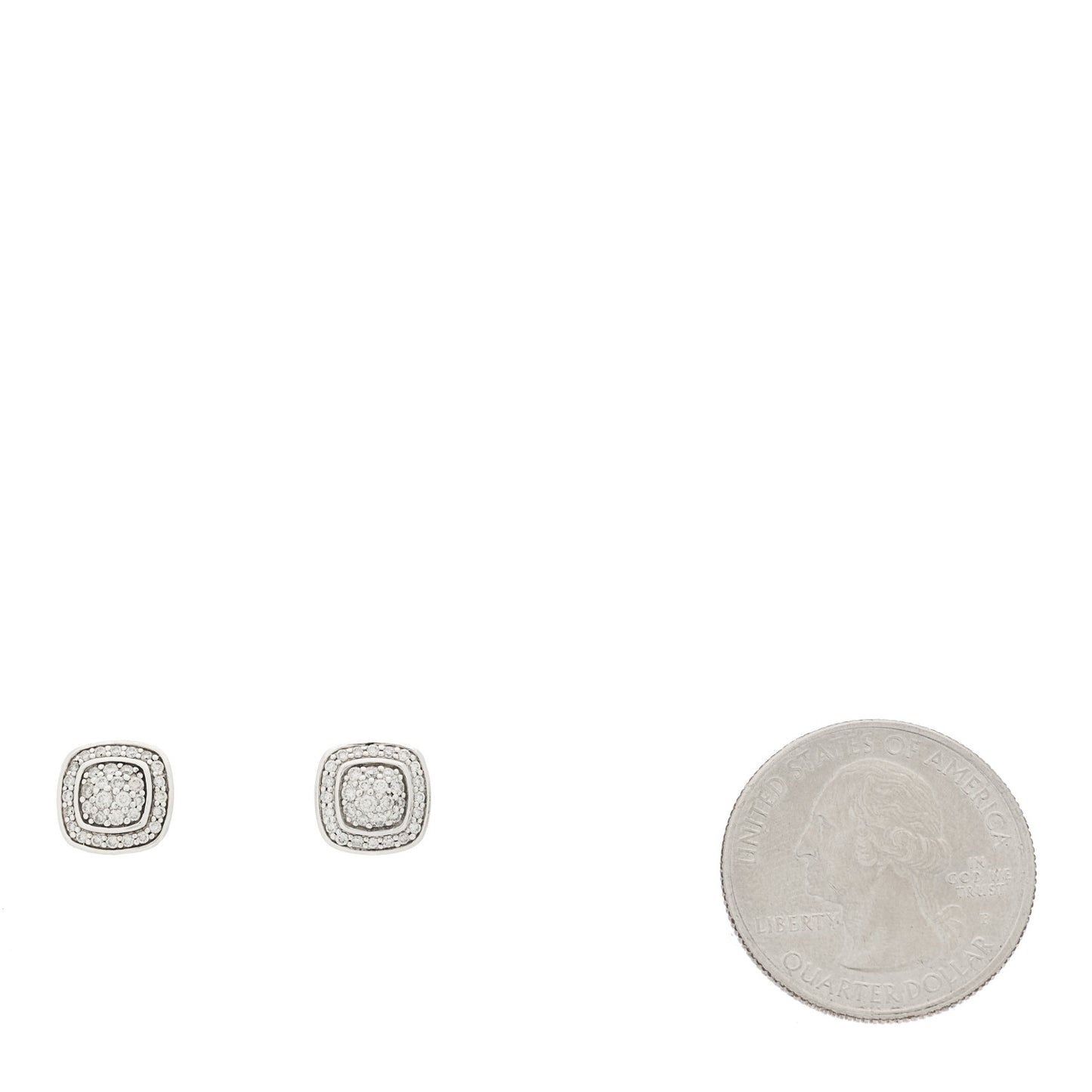 Sterling Silver Diamond 7mm Pave Albion Earrings