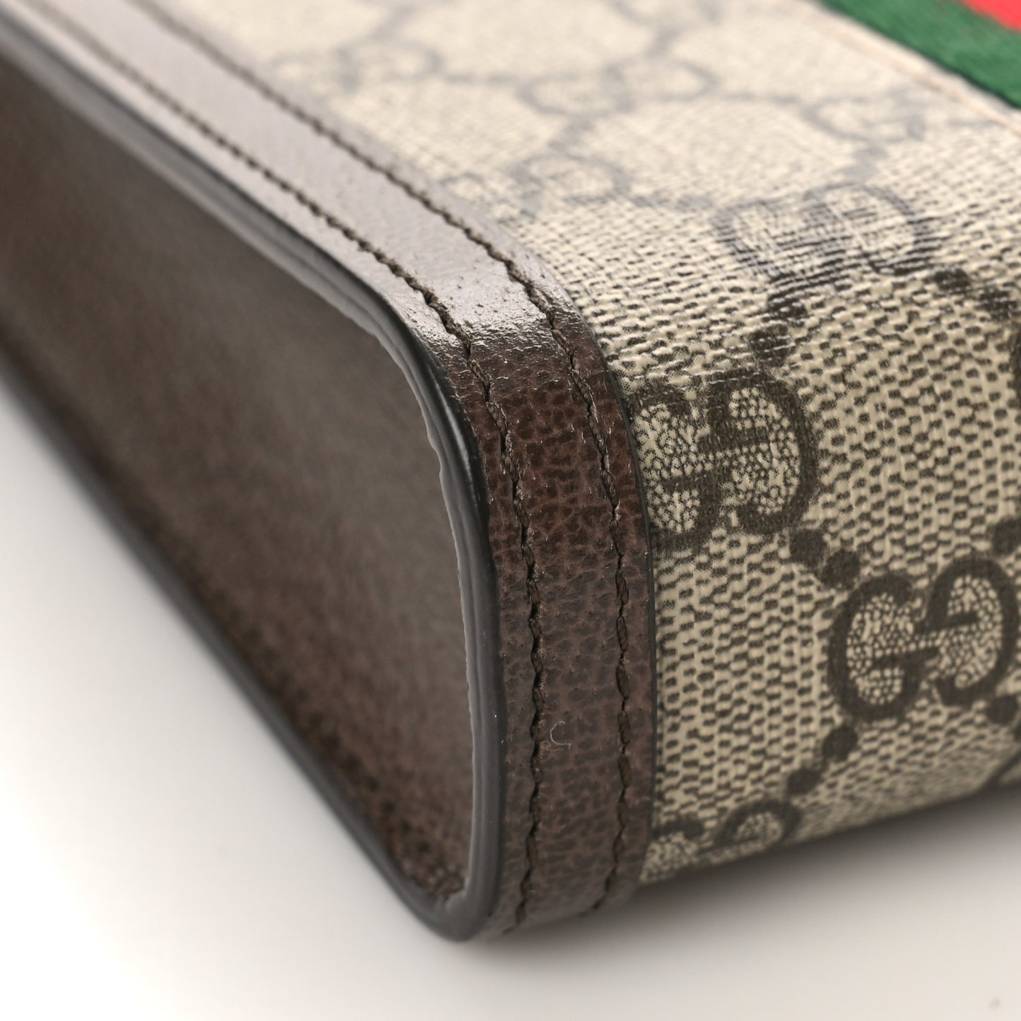 GG Supreme Monogram Textured Dollar Calfskin Web Mini Ophidia Top Slip Handle Crossbody Bag Beige Ebony New Acero