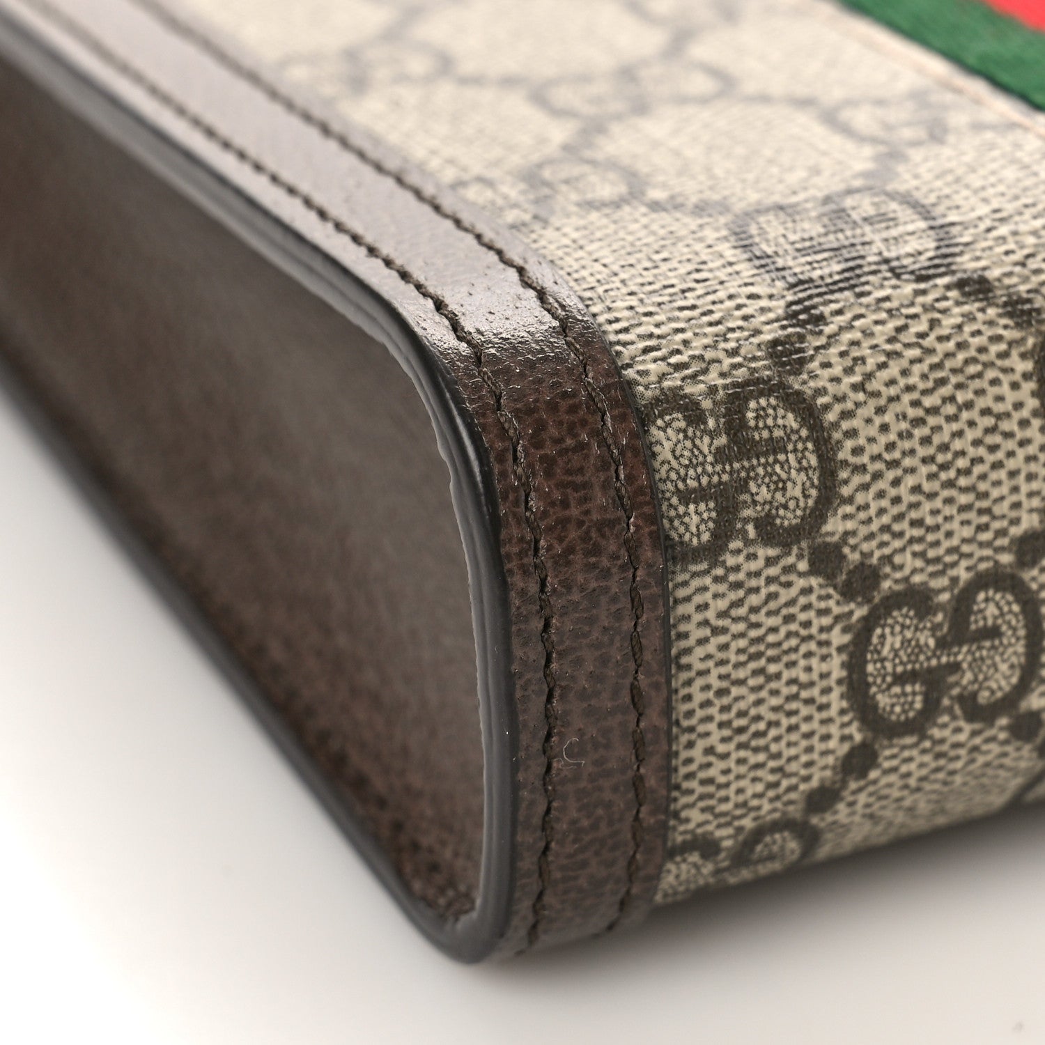 Gucci GG Supreme Monogram Textured Dollar Calfskin Web Mini Ophidia Top Slip Handle Crossbody Bag Beige Ebony New Acero 6 of 7