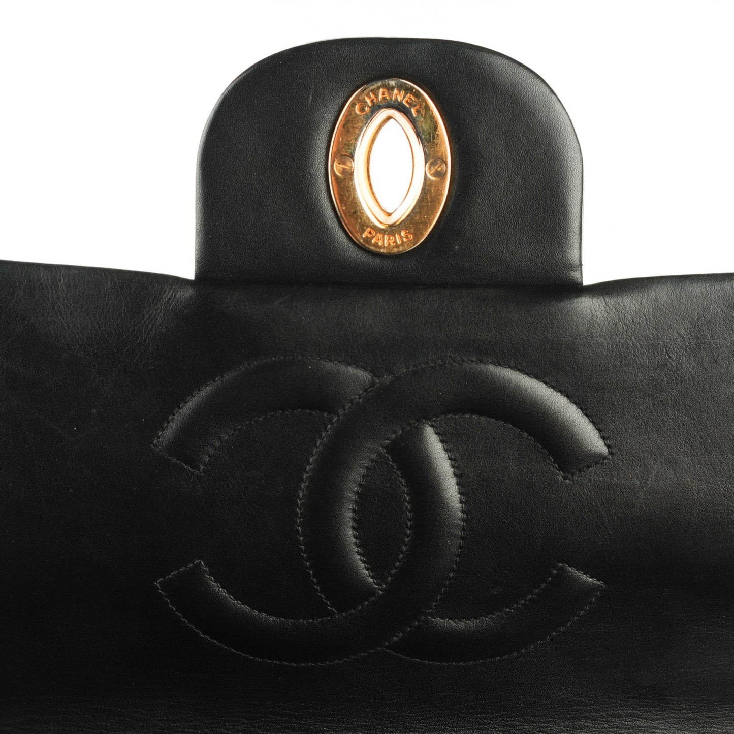 Lambskin Quilted XL Jumbo Single Flap Black