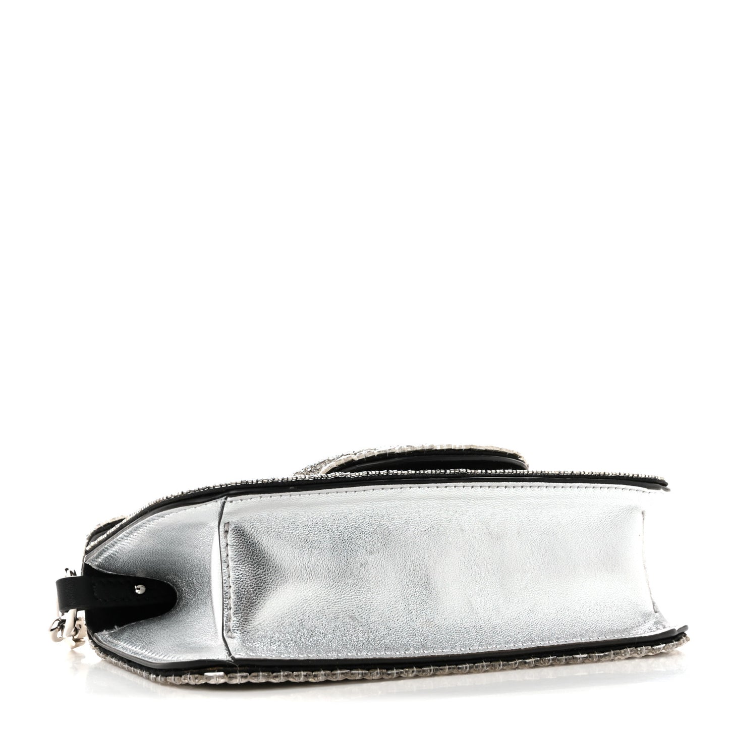 Swarovski Crystal Embroidered Vlogo Small Loco Shoulder Bag Crystal Silver