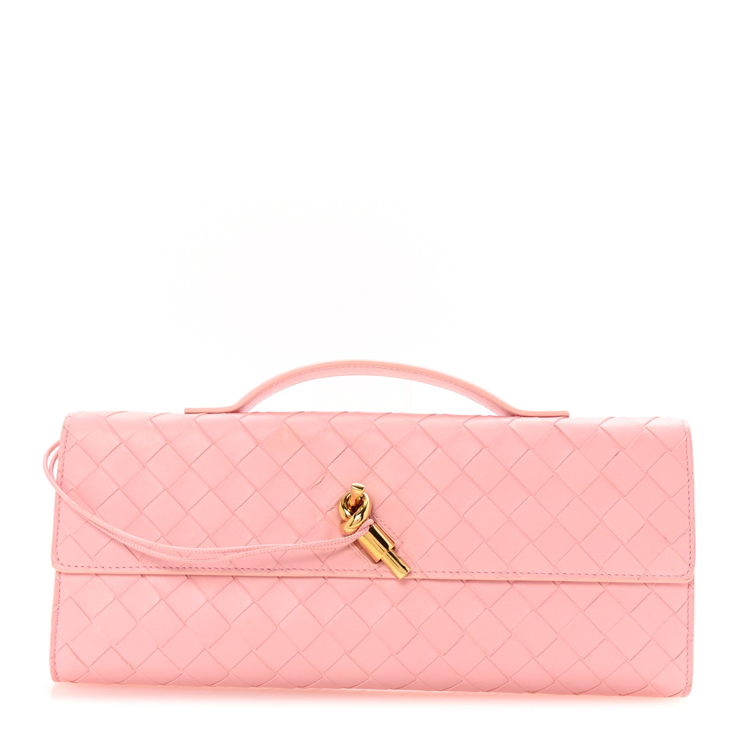 Bottega Veneta Nappa Intrecciato Long Andiamo Top Handle Clutch Rose 1 of 6