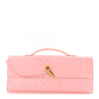 Bottega Veneta Nappa Intrecciato Long Andiamo Top Handle Clutch Rose 1 of 6