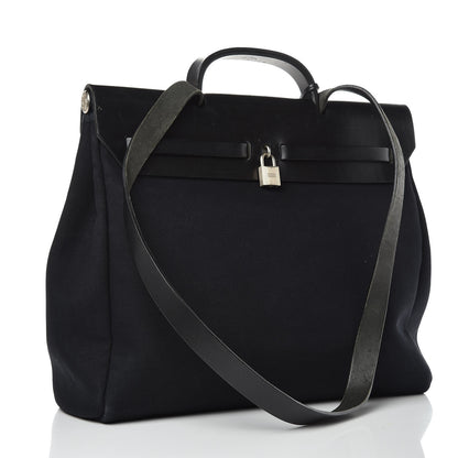 Hermes Toile Vache Calfskin Herbag 39 MM Black 3 of 15