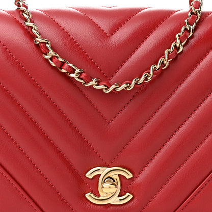 Chanel Calfskin Chevron Quilted Mini Statement Flap Red 8 of 11