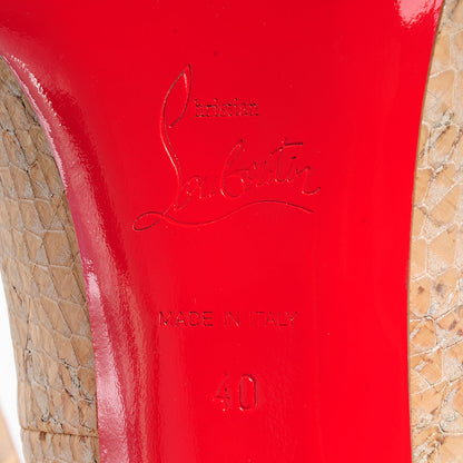Christian Louboutin Snake Embossed Cork Fifi 120 Pumps 40 Beige 6 of 6