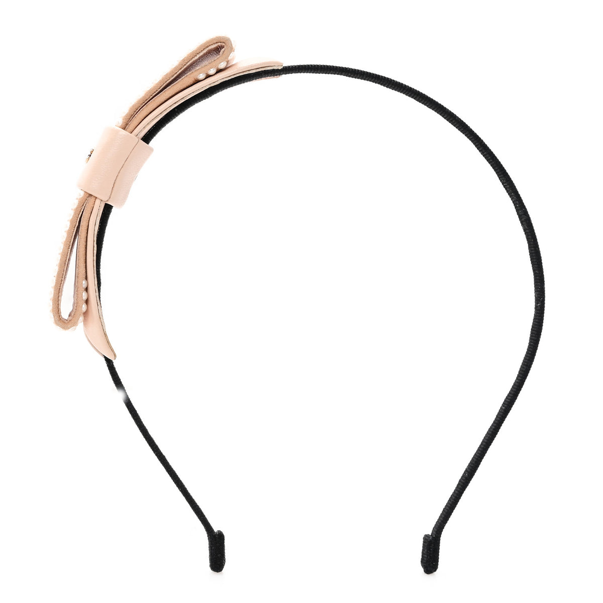Lambskin Pearl Bow CC Headband Light Pink