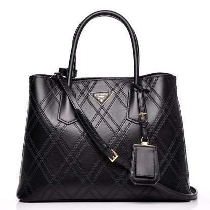 Prada City Calf Quilted Large Double Bag Black 1 of 7