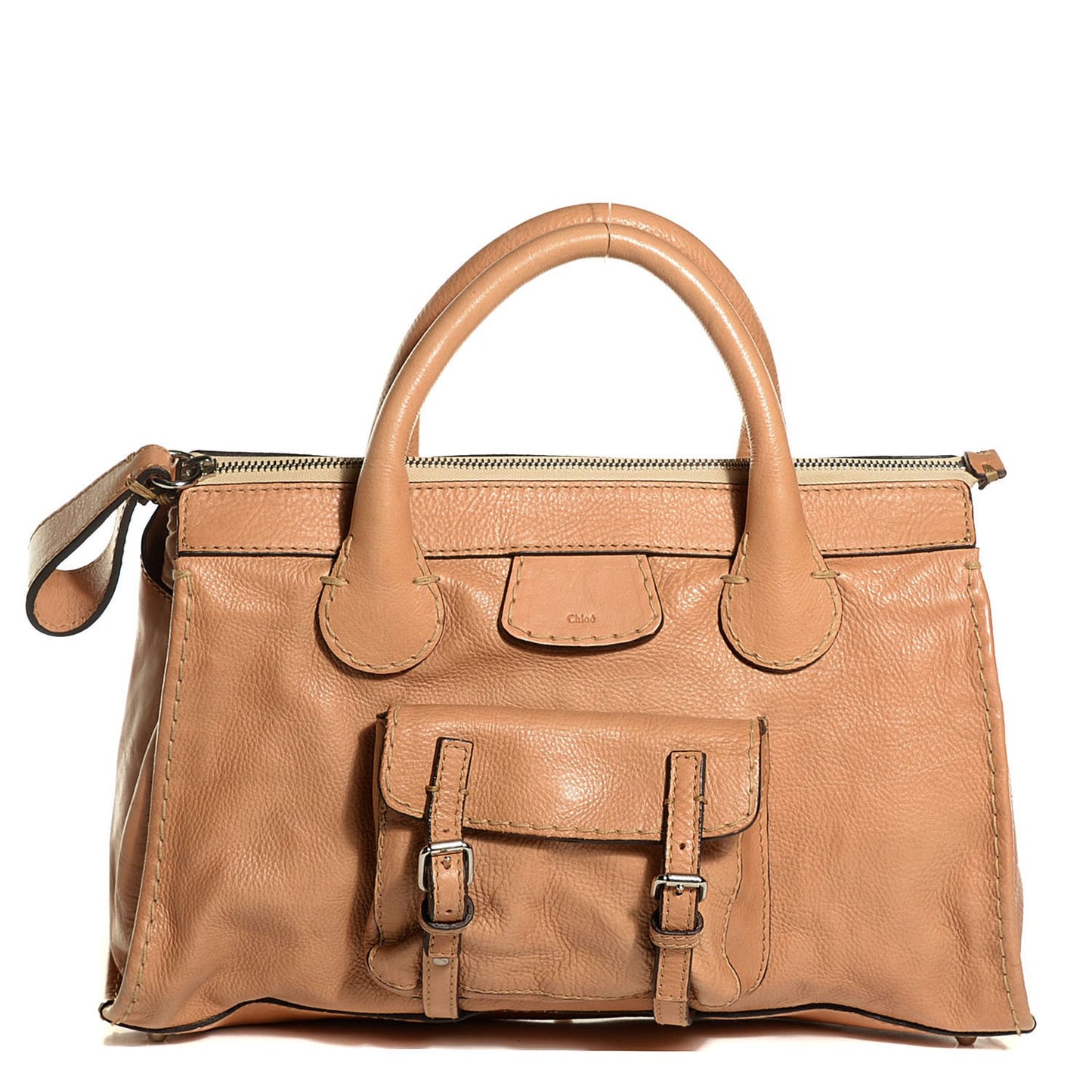 Calfskin Edith Satchel Beige