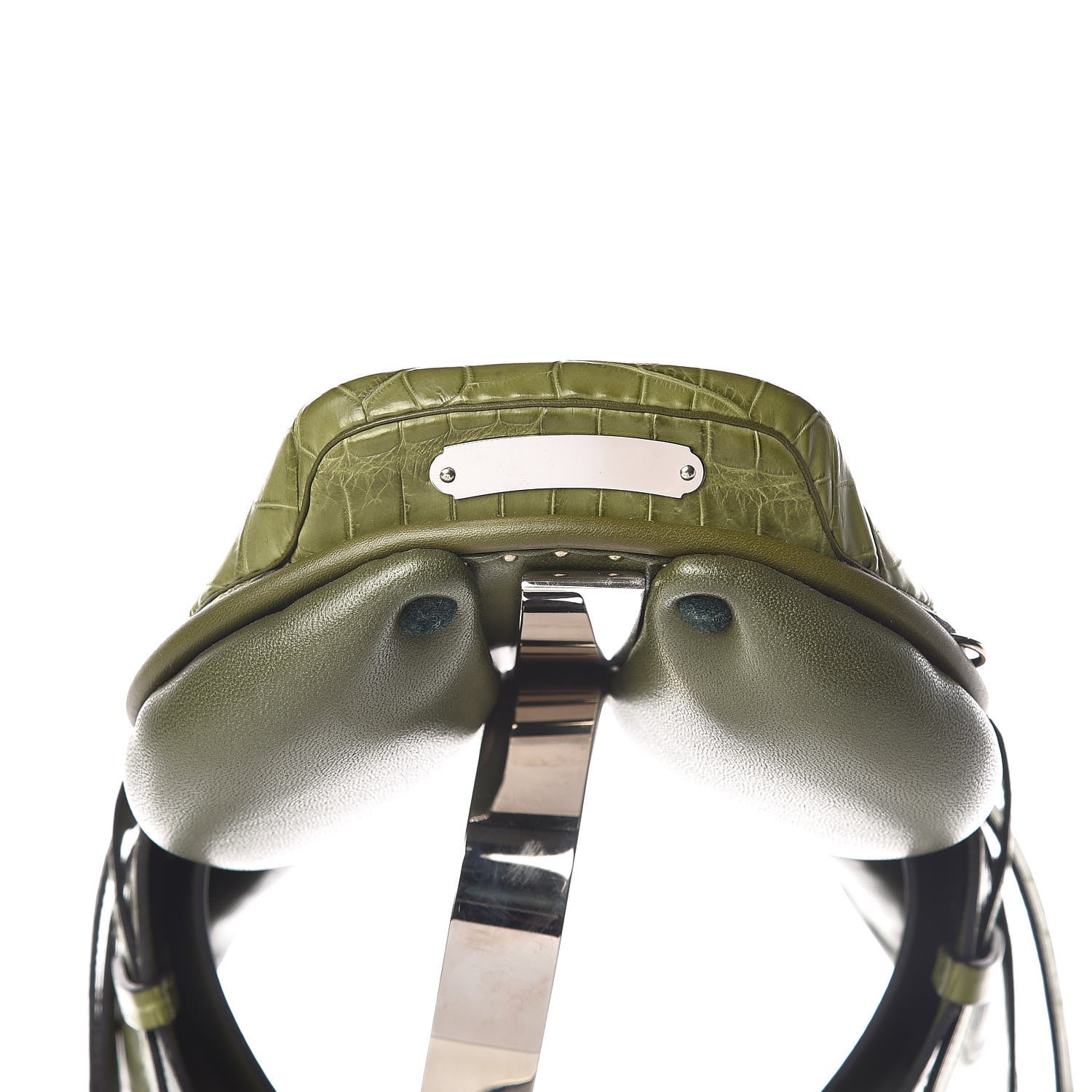 Hermes Crocodile Niloticus Ultra Soft Mini Steinkraus Saddle Vert Pelouse 10 of 34