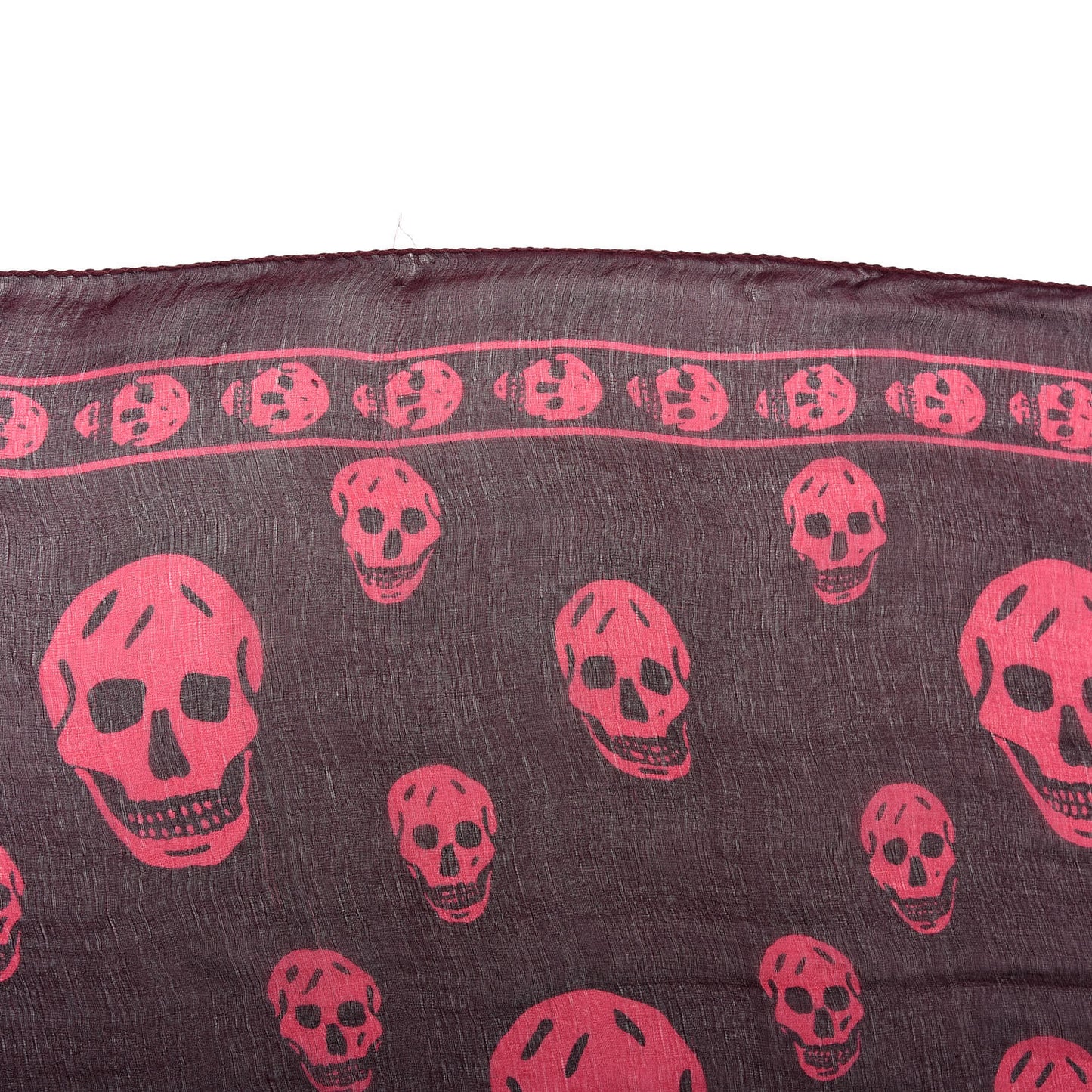 Silk Chiffon Skull Scarf Bordeaux