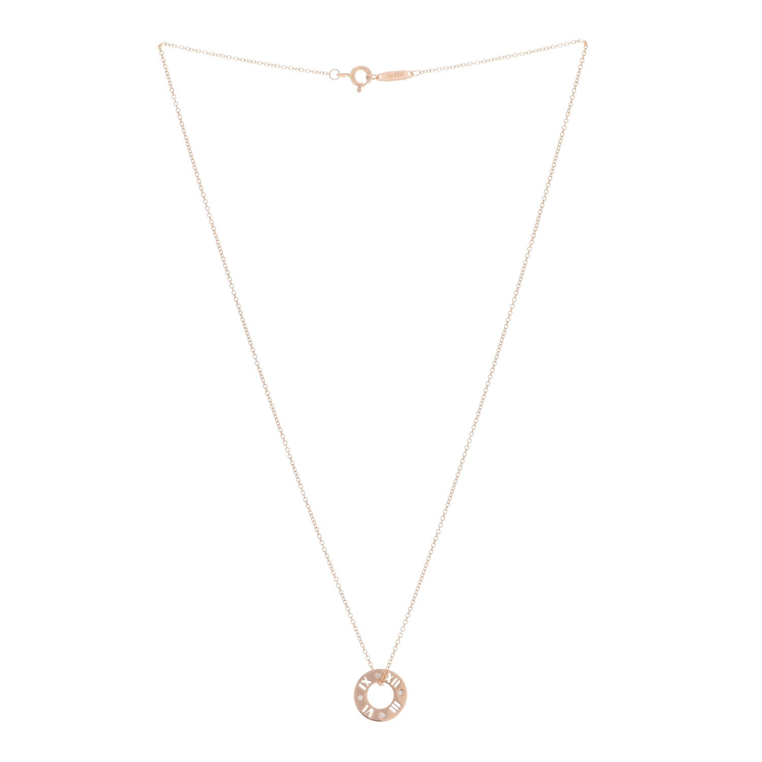 Tiffany 18K Rose Gold Diamond Atlas Pierced Pendant Necklace 3 of 7