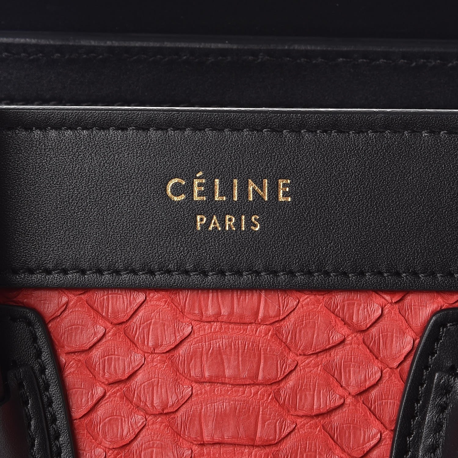 Celine Python Calfskin Nano Tri-Color Luggage Red Black 6 of 8