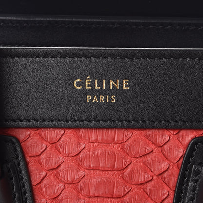 Celine Python Calfskin Nano Tri-Color Luggage Red Black 6 of 8