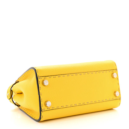 Fendi Cuoio Romano Selleria Mini Peekaboo Iconic Satchel Limone 4 of 10
