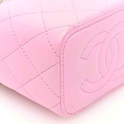 Chanel Lambskin Quilted Top Handle Mini Vanity Case With Chain Pink Green 9 of 10