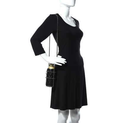Chanel Lambskin Quilted CC To Drink Water Bottle Black Gold 3 of 15