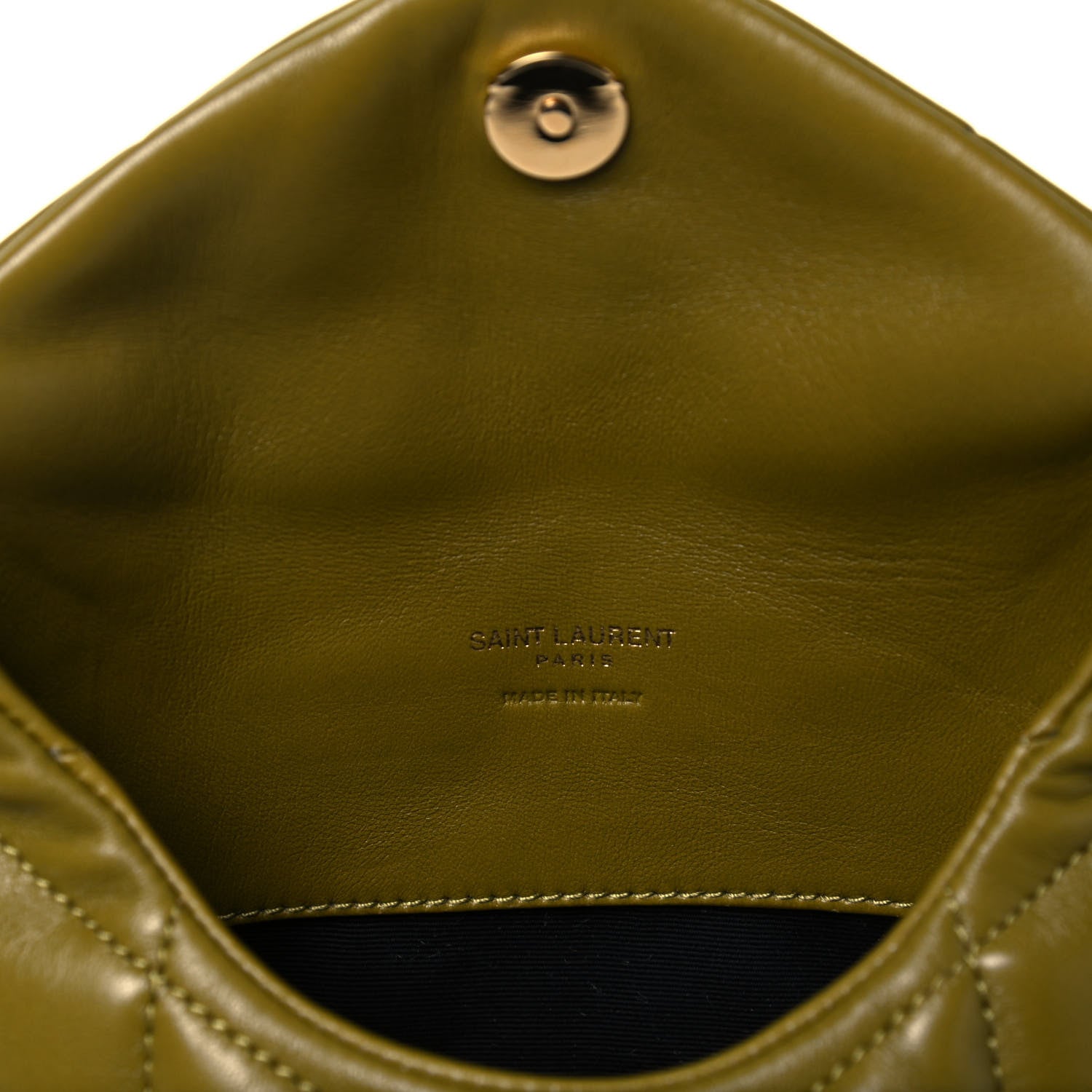 Saint Laurent Lambskin Monogram Loulou Puffer Pouch Clutch Olive 6 of 10
