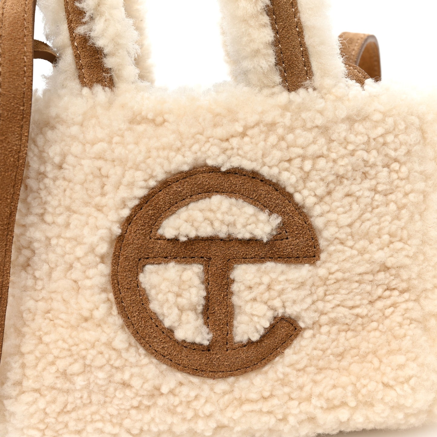 X UGG Suede Shearling Reverse Small Shopping Bag Natural