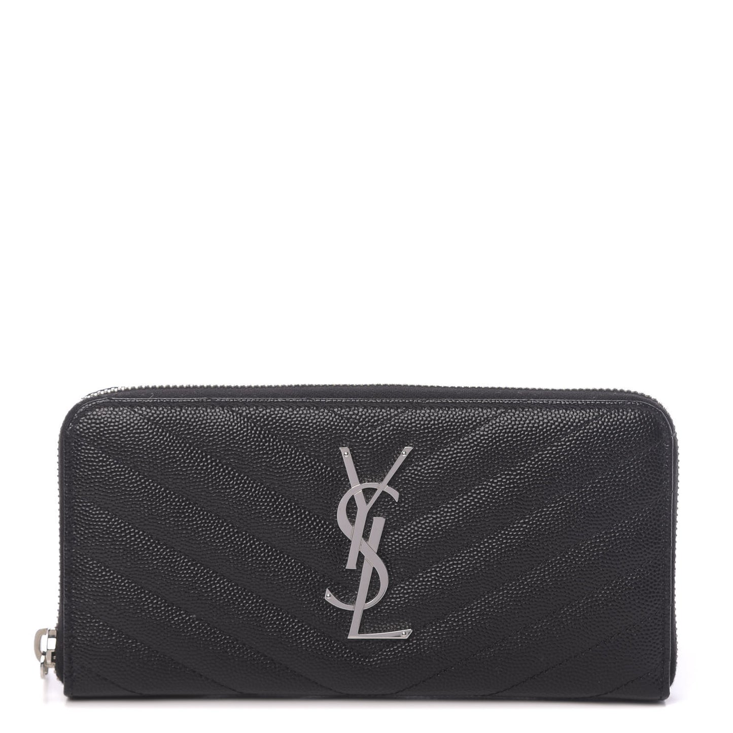 Grain De Poudre Matelasse Chevron Monogram Zip Around Wallet Black