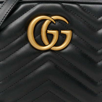 Gucci Calfskin Matelasse Small GG Marmont Chain Shoulder Bag Black 9 of 11