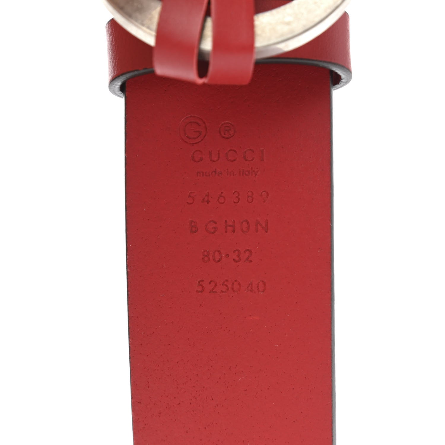 Gucci Selleria Calfskin Mens Interlocking G 37mm Belt 80 32 Rosso 3 of 5