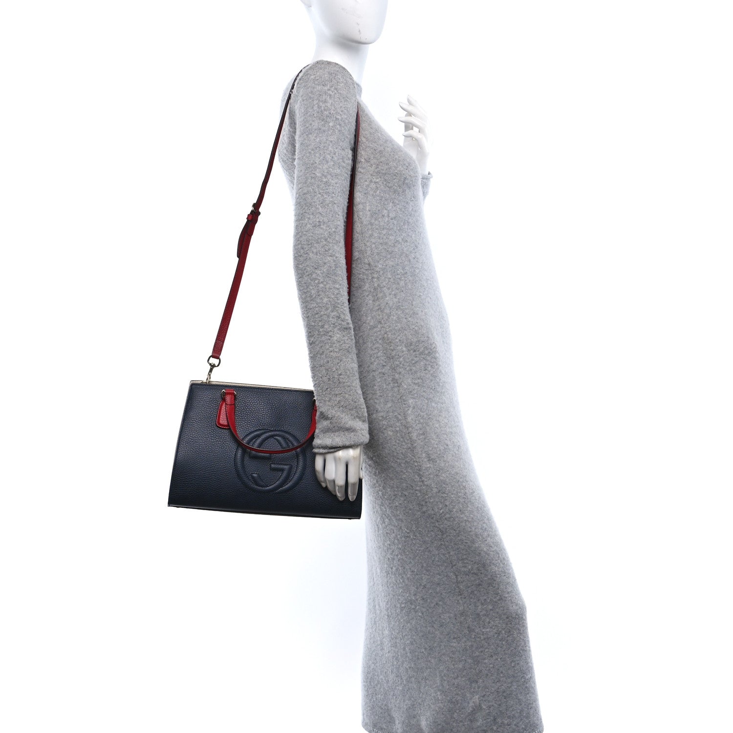 Gucci Dollar Calfskin Medium Soho Top Handle Satchel Blue Hibiscus Red Mystic White 2 of 10