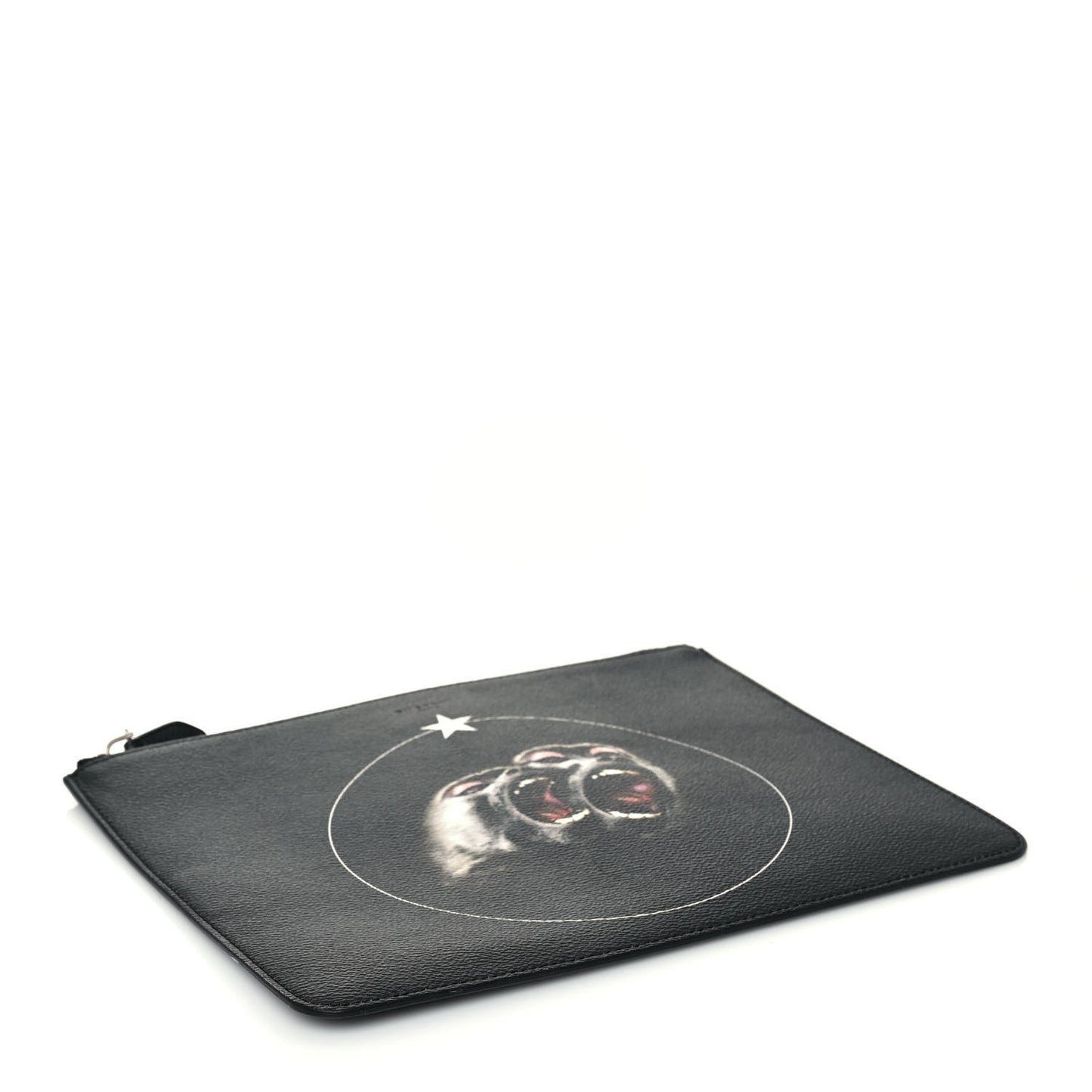 Coated Canvas Monkey Brother Print Large Zip Pouch Black
