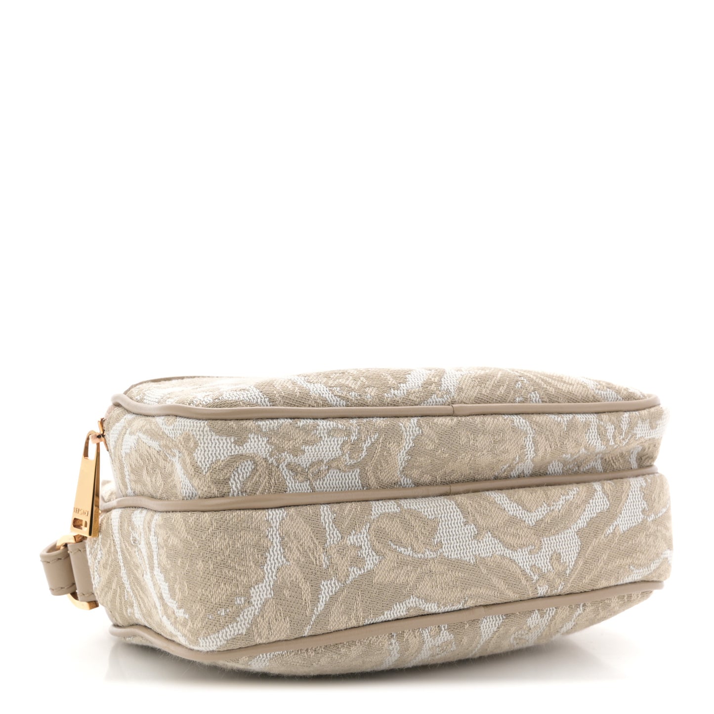 Fabric Jacquard Calfskin Barocco Messenger Crossbody Bag Beige