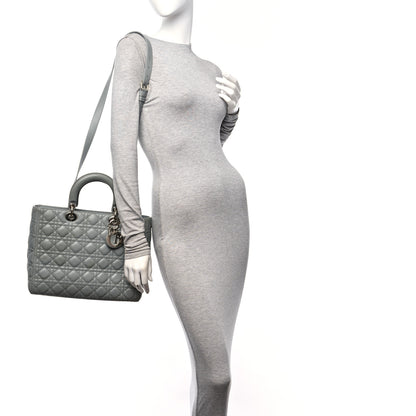 Christian Dior Lambskin Cannage Large Lady Dior Stone Grey 2 of 10