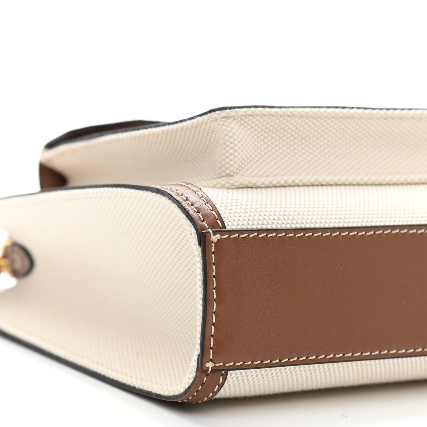 Canvas Smooth Calfskin Two Tone Mini Pocket Bag Natural Malt Brown