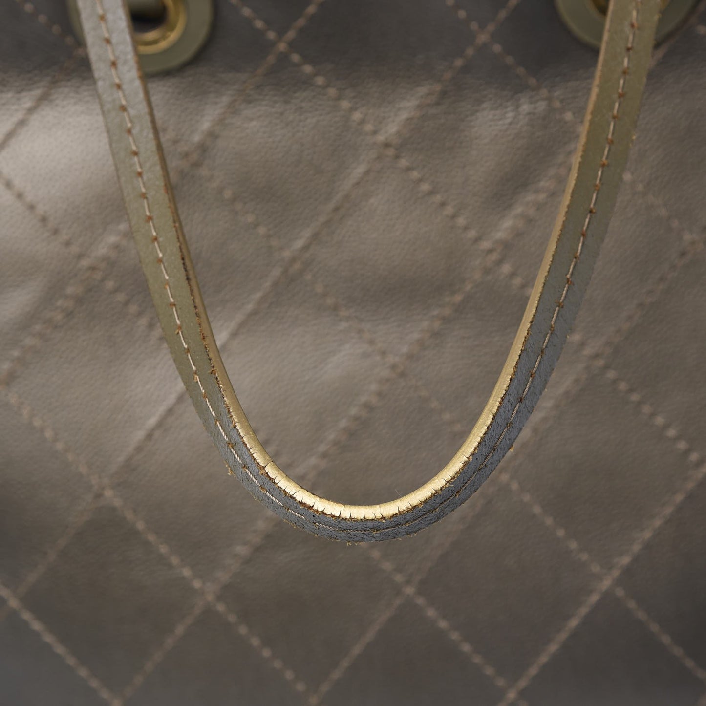 Grained Calfskin Large Shopping Fever Tote Gold