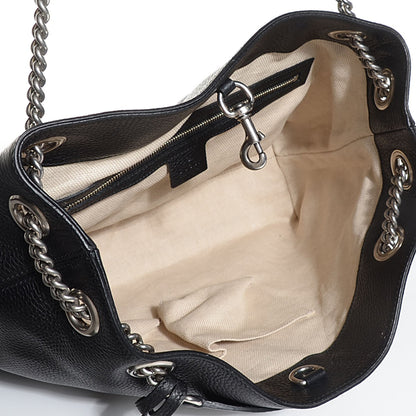 Gucci Pebbled Calfskin Studded Medium Soho Chain Shoulder Bag Black 5 of 7