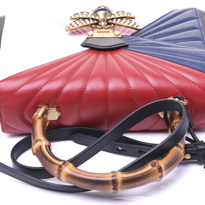 Gucci Calfskin Bamboo Trapuntata Queen Margaret Top Handle Bag Blue Agata Hibiscus Red Mystic White Sugar Pink 14 of 20