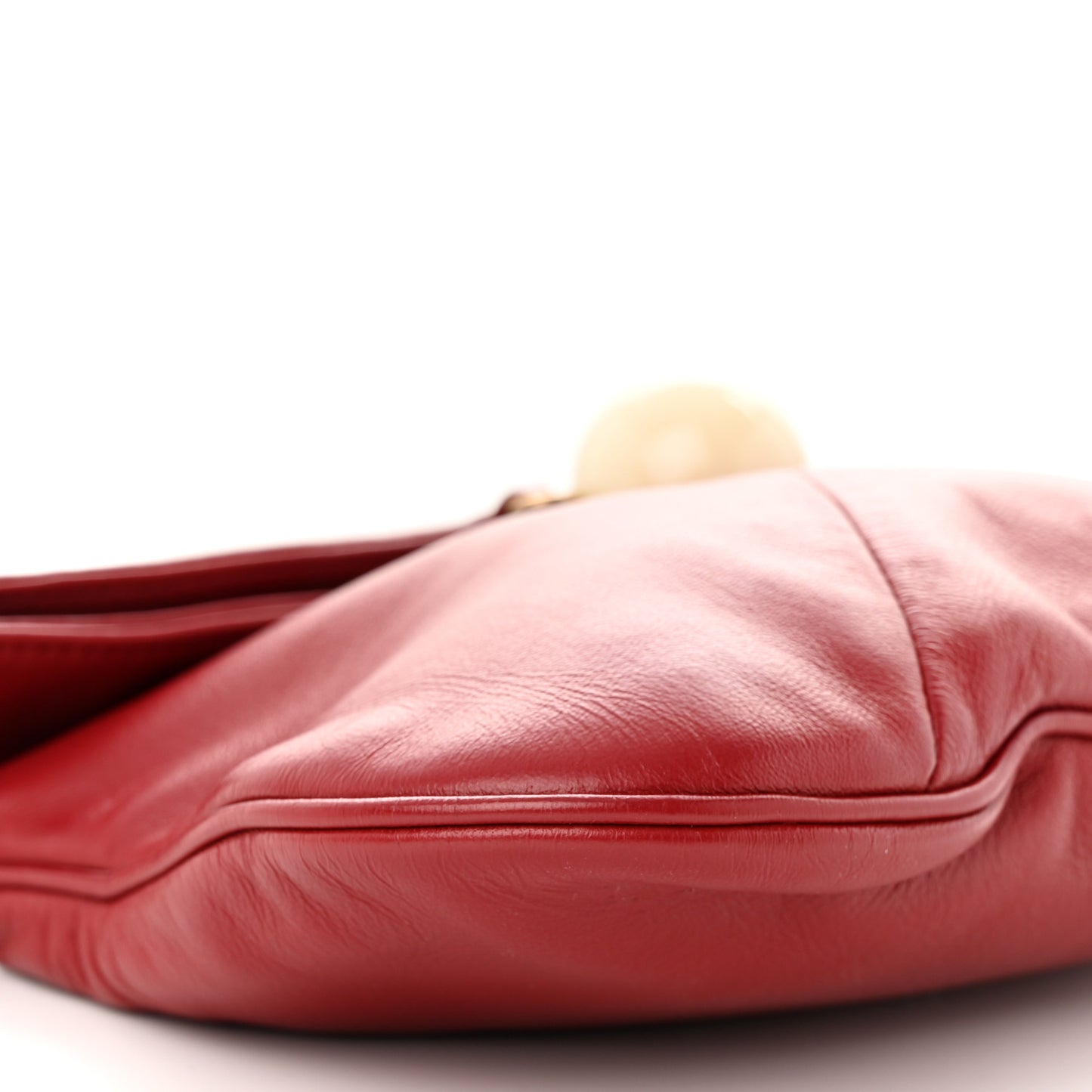Lambskin Coco Ball Fold Over Bag Red
