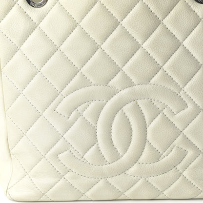 Chanel Caviar Quilted Petit Shopping Tote PST White 10 of 11