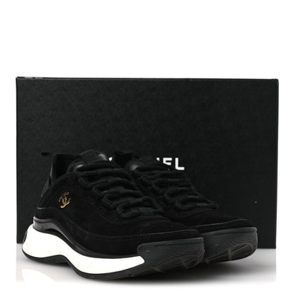 Chanel Suede Calfskin Nylon Grosgrain CC Sneakers 36 Black 10 of 10