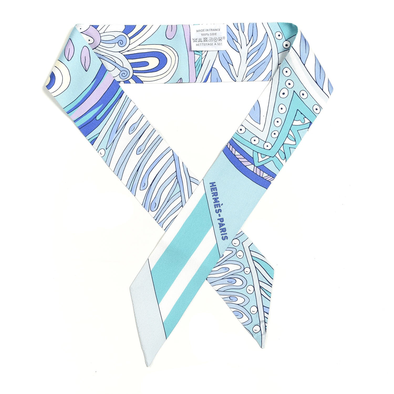 Hermes Silk Le Jardin de la Maharani Twilly Bleu Glacier Turquoise 1 of 5
