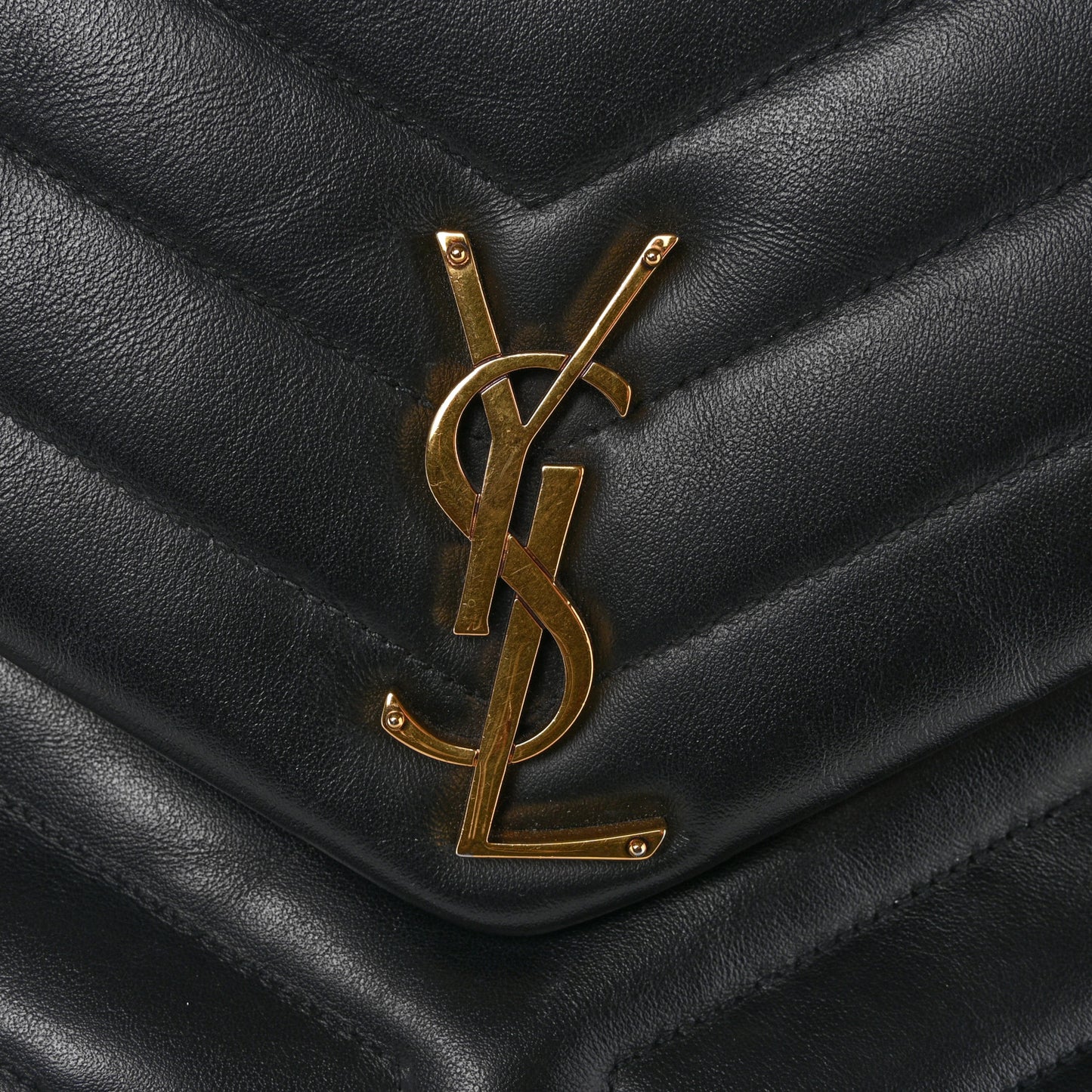 Calfskin Y Quilted Monogram Large Loulou Chain Satchel Black
