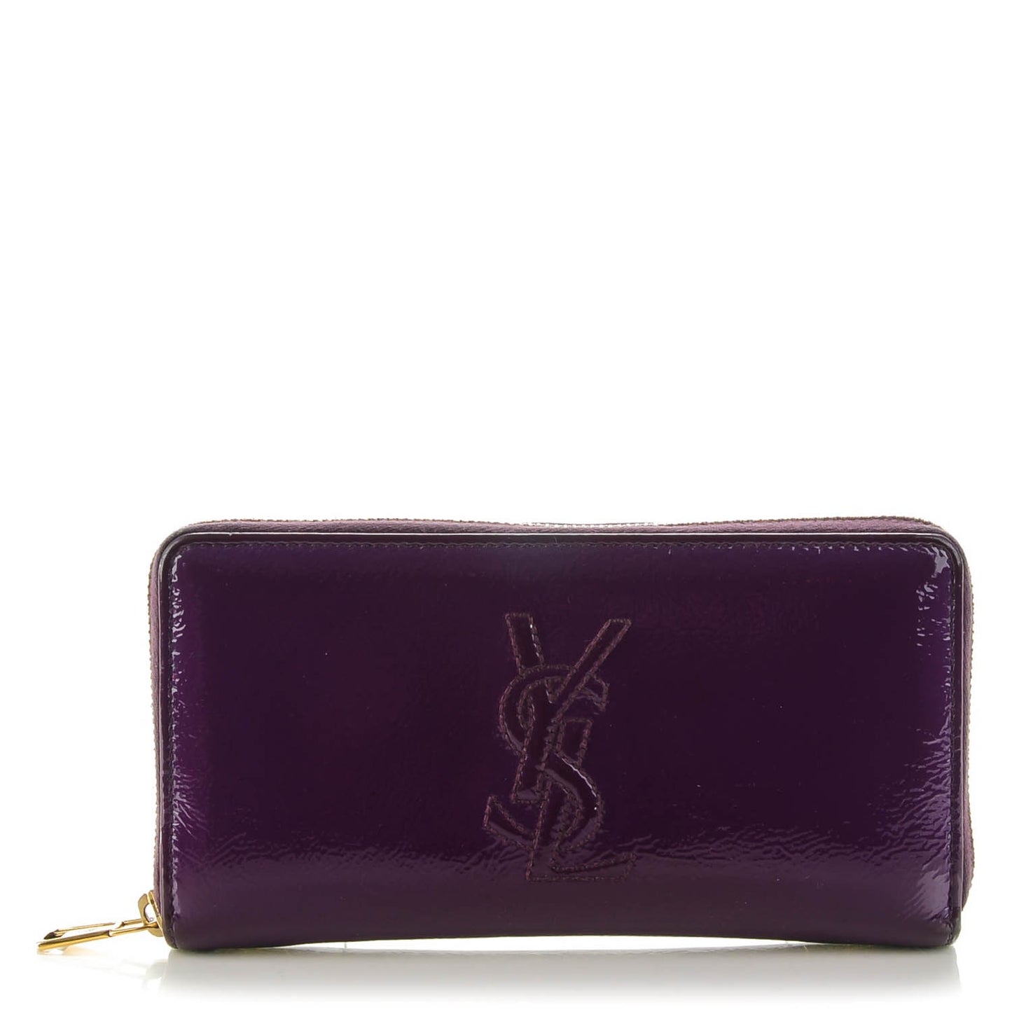 Textured Patent Calfskin Belle De Jour Zip Around Wallet Purple