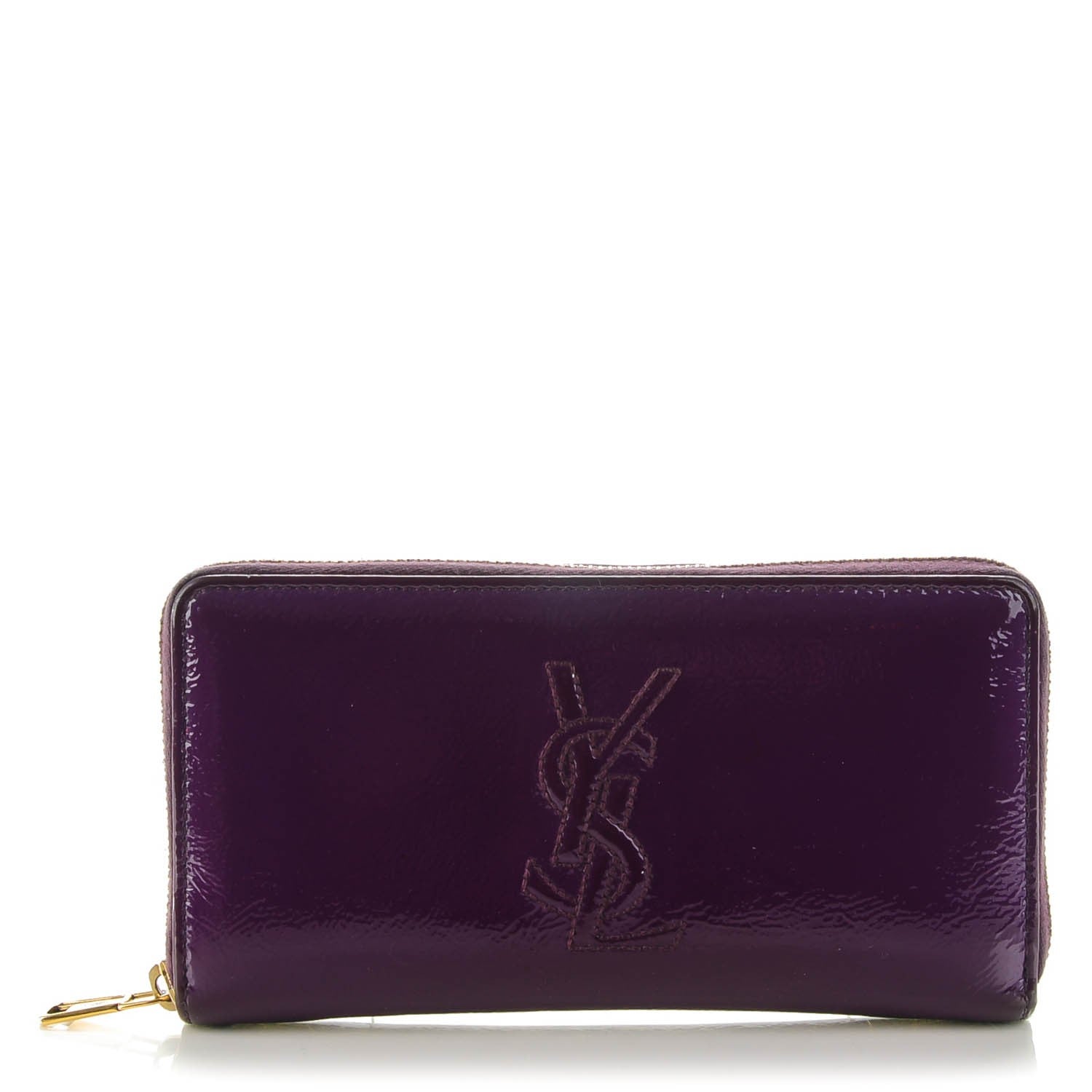 Saint Laurent Textured Patent Calfskin Belle De Jour Zip Around Wallet Purple 1 of 9