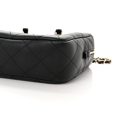 Chanel Calfskin Diamond Stitched Top Handle Bowling Bag Black 10 of 10