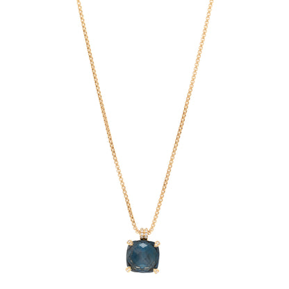 David Yurman 18K Yellow Gold Diamond Hampton Blue Topaz 14mm Chatelaine Pendant Necklace 1 of 4